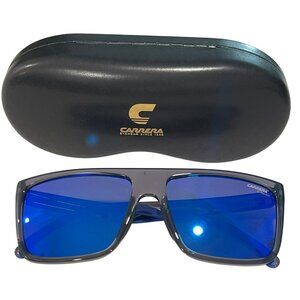 Carrera Unisex Rectangular Sunglasses Blue Lenses & Clear/Blue Frame NWT